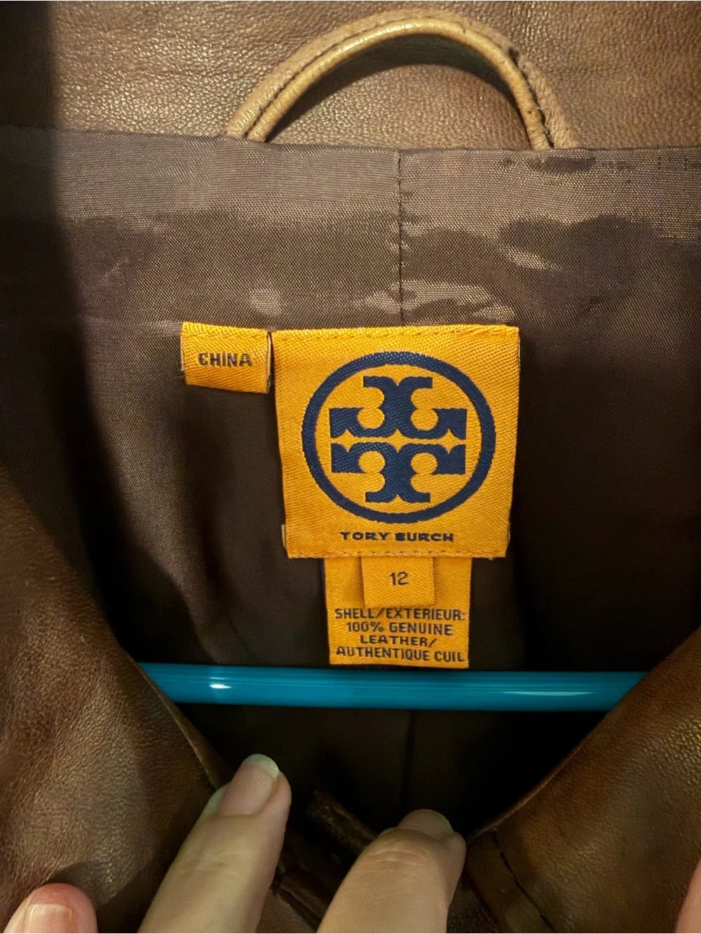 Tory Burch Brown Leather Military-Style Jacket